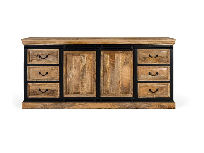 Credenza in stile industriale realizzata a mano in legno di mango 2m