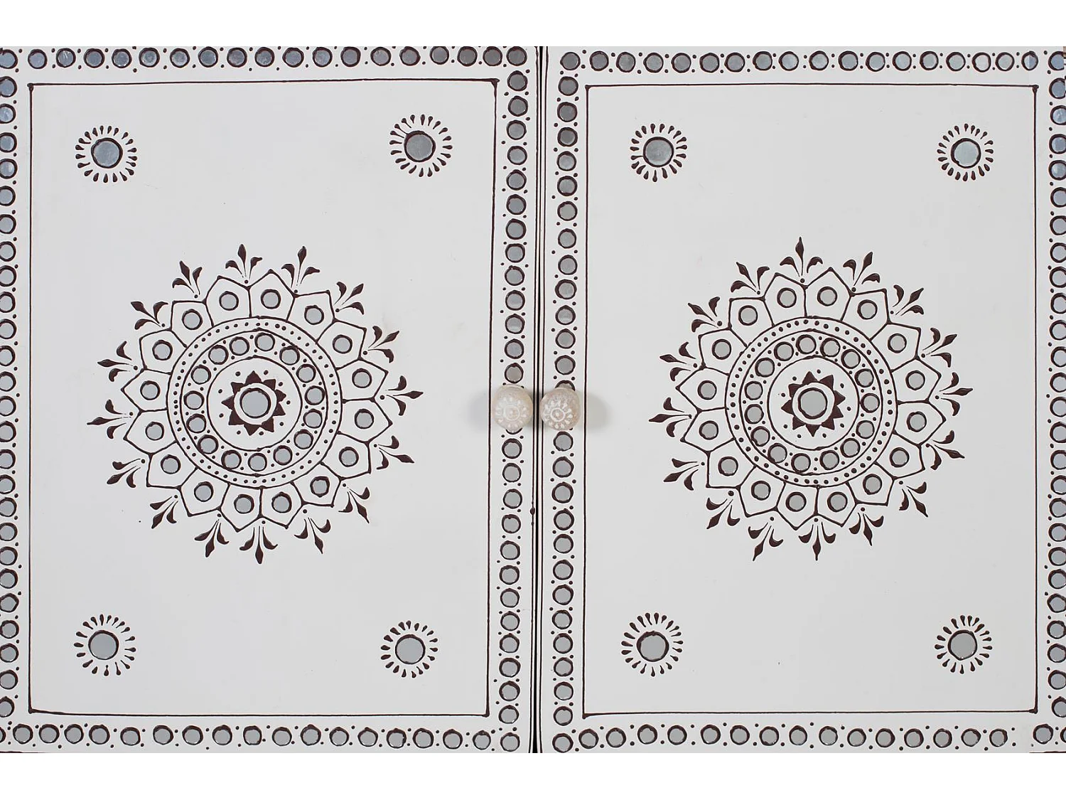 Buffet en bois de manguier et MDF et détails peints à la main