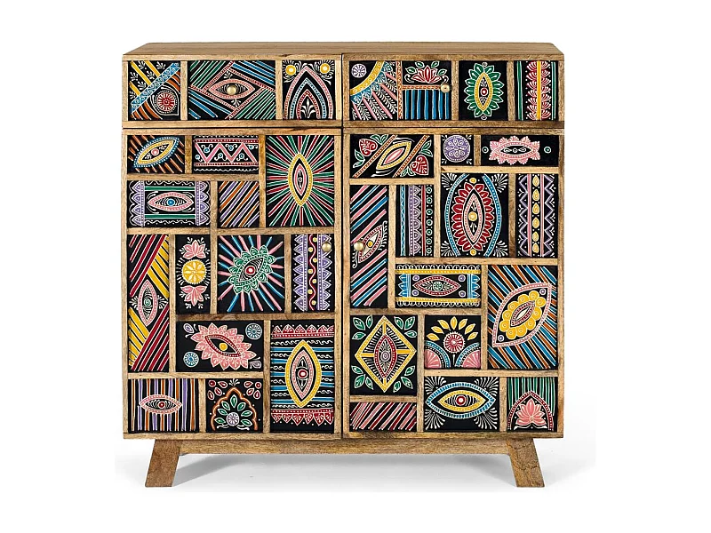 Buffet fabriqué à la main en bois de manguier 80cm