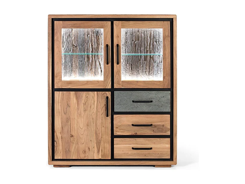 Buffet fabriqué à la main en bois d'acacia 110cm