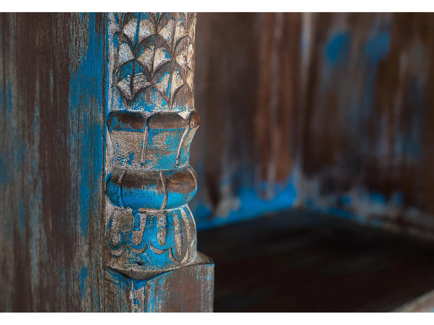 Regal aus gealtertem blauem Mangoholz 170 cm