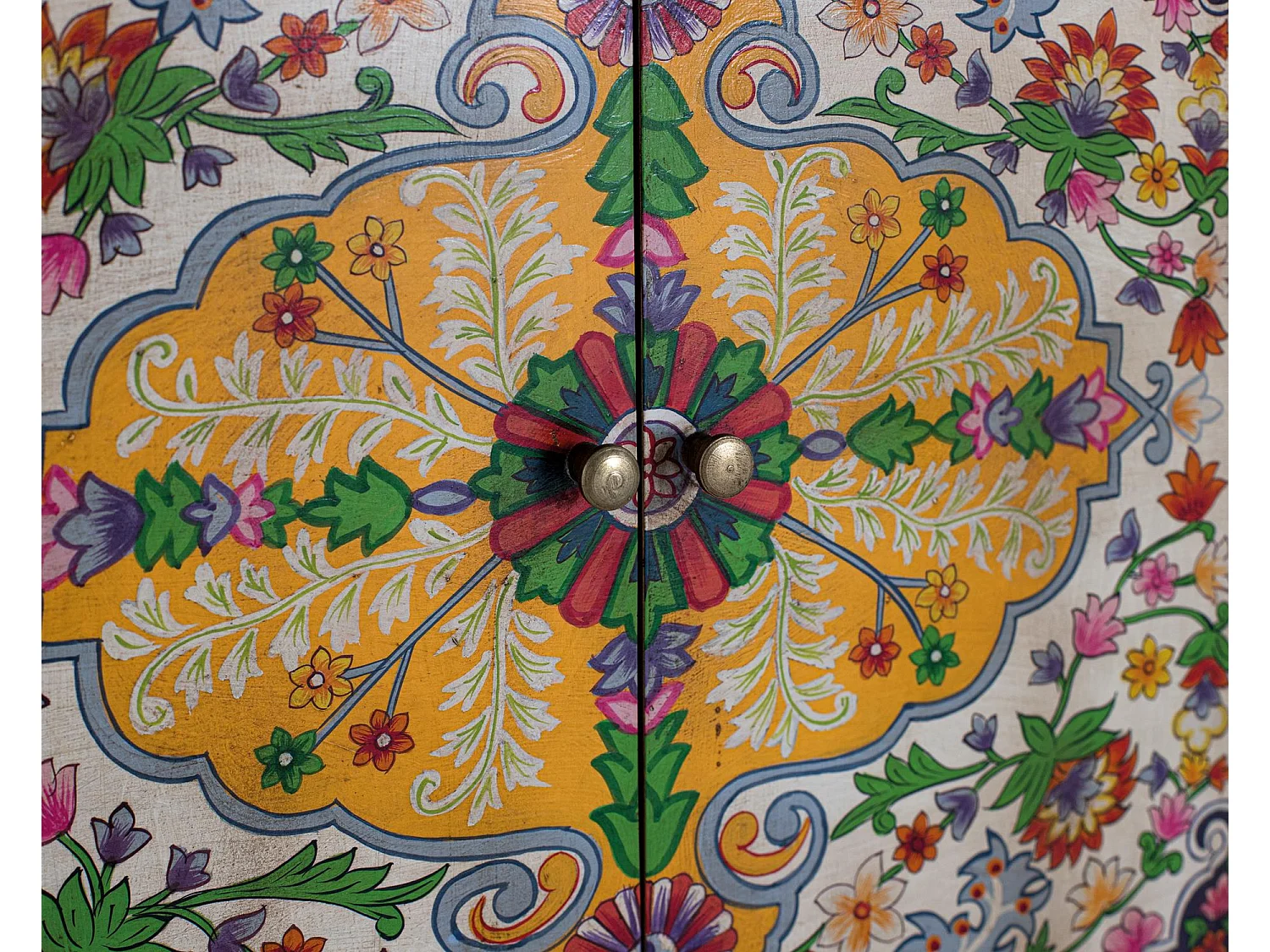 Mehrfarbiges handgefertigtes Sideboard aus Mangoholz 80 cm