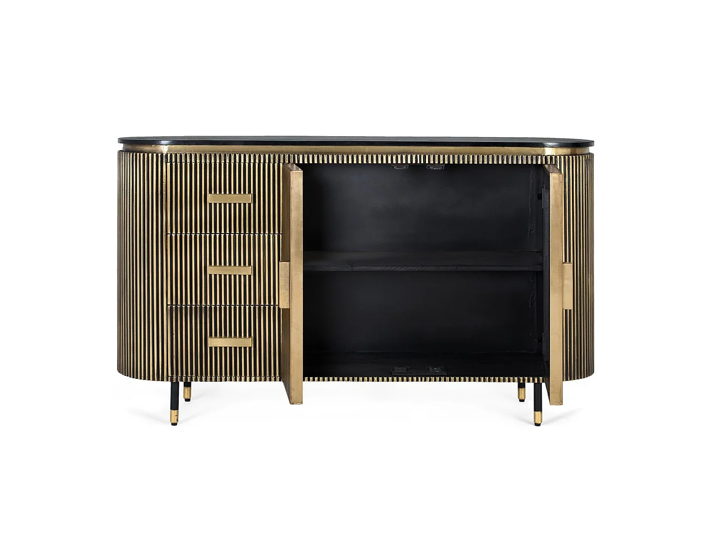 Sideboard aus Mangoholz, klassisch-moderner Stil – 86 x 150 x 40