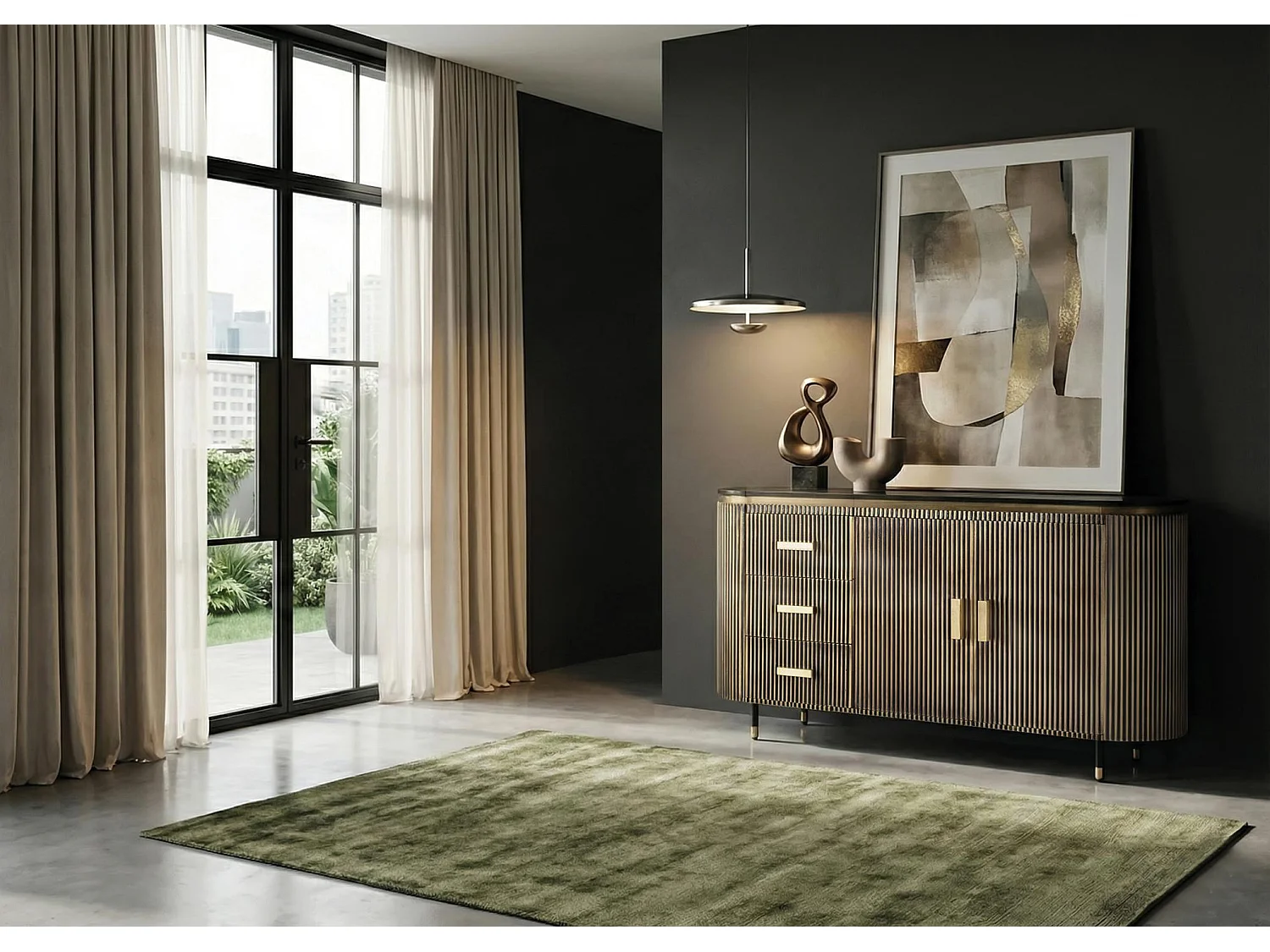 Sideboard aus Mangoholz, klassisch-moderner Stil – 86 x 150 x 40