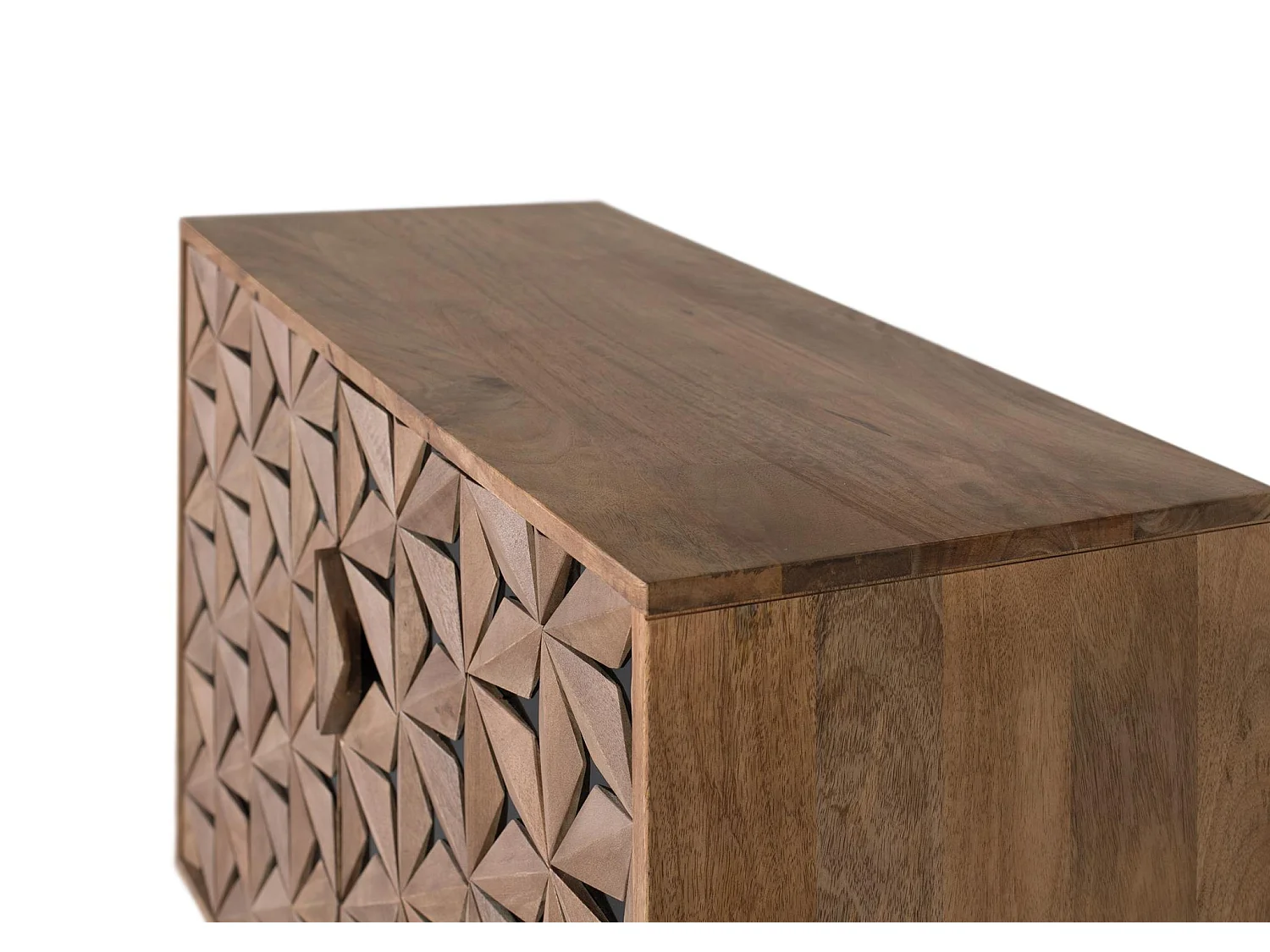 Buffet en bois de manguier, style géométrique contemporain - 76 x 90 x 40