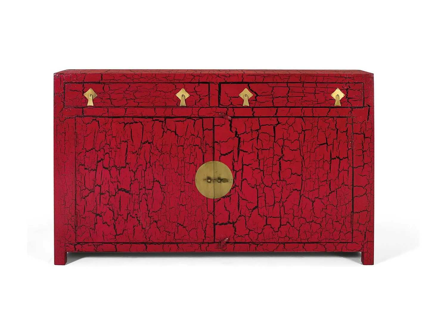 Credenza rossa in stile giapponese fatta a mano