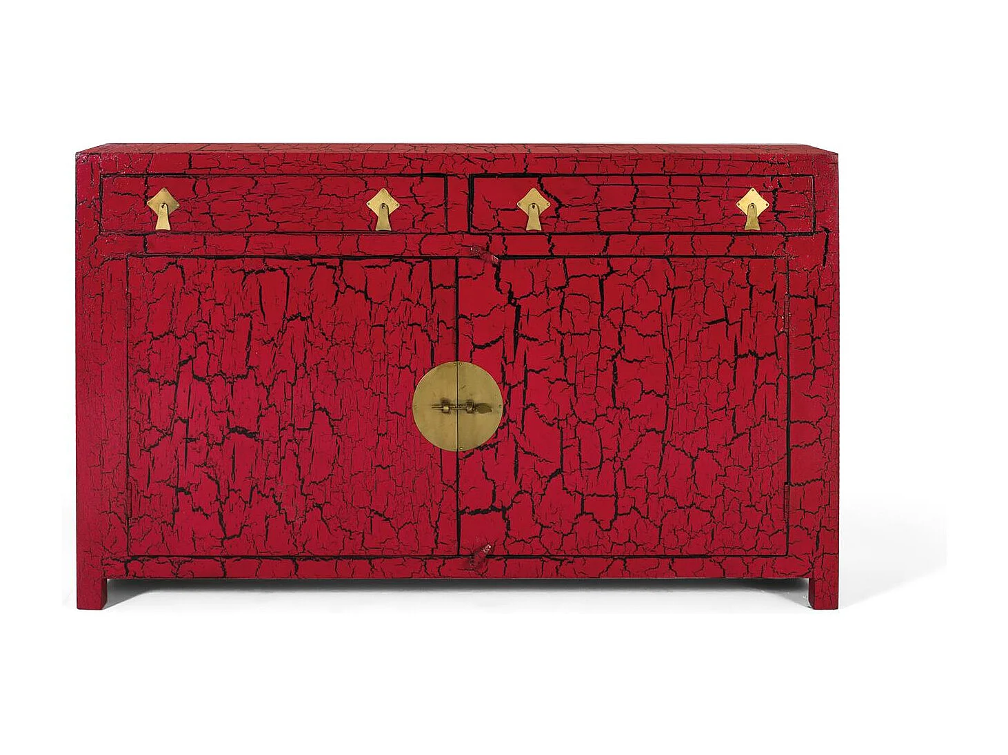 Rotes handgefertigtes Sideboard im japanischen Stil