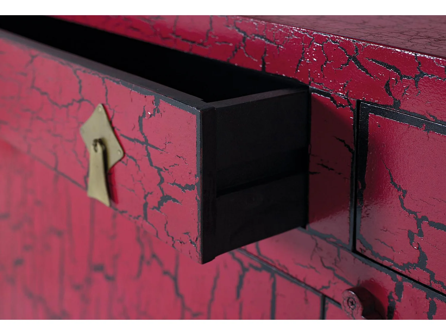 Rotes handgefertigtes Sideboard im japanischen Stil