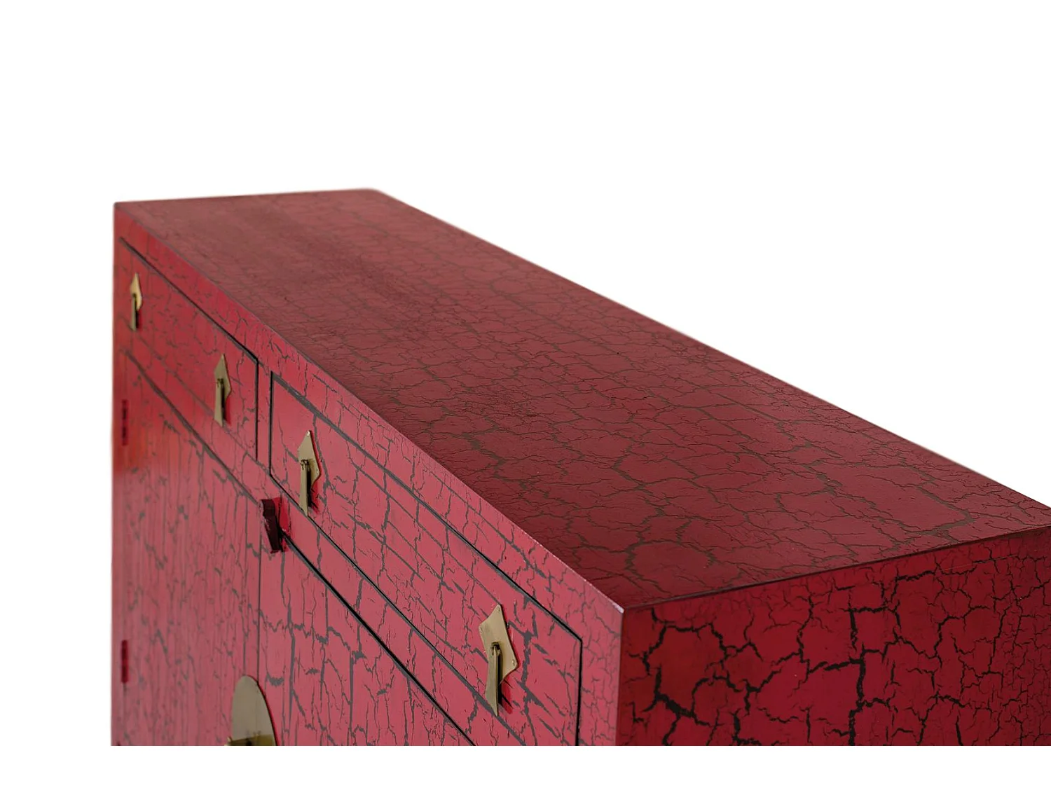 Rotes handgefertigtes Sideboard im japanischen Stil