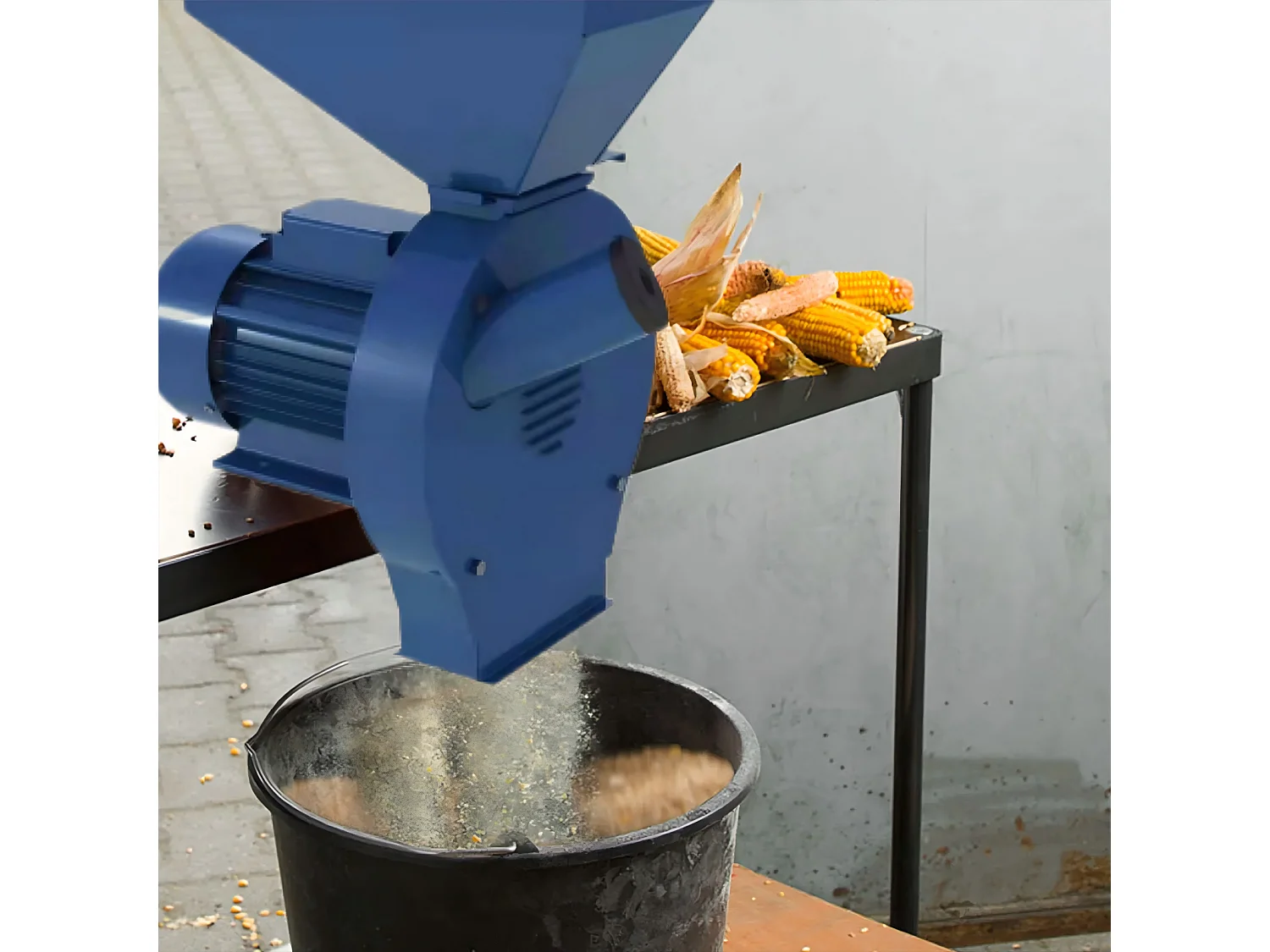 1100 W elektrische graanmolen, elektrische graanmolen, debiet 240 kg / u, met 4 zeven, graanhakselaar, 38x28,5x50CM