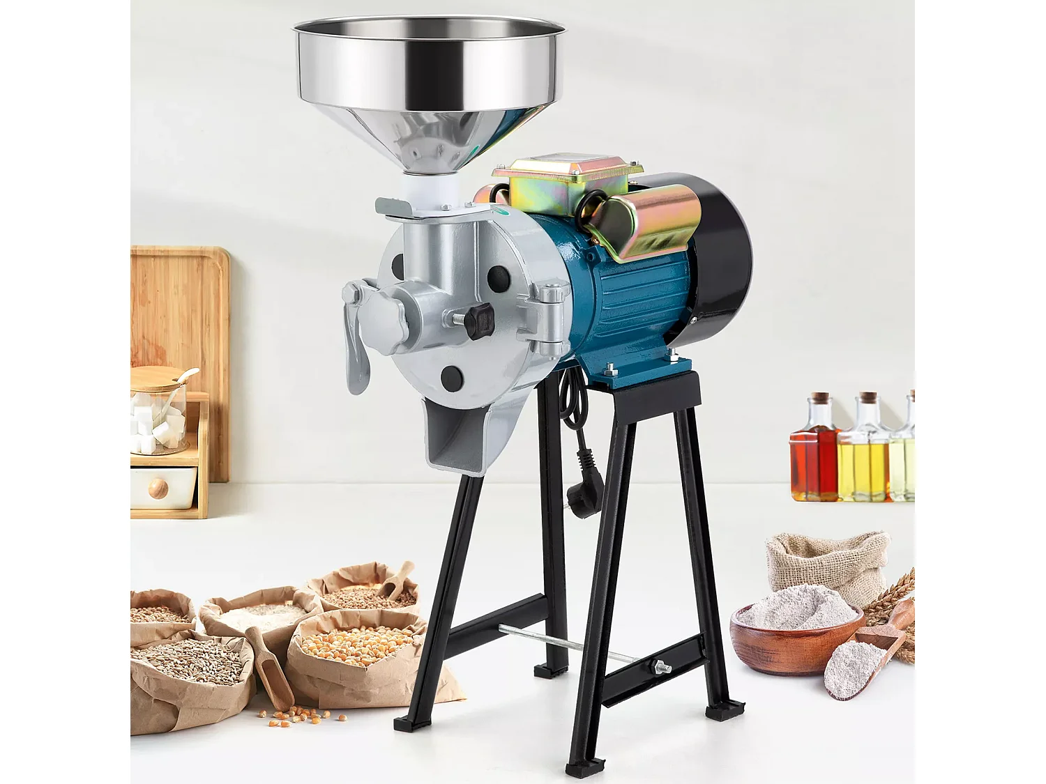 2200w Moulin à farine sec et humide 2 en 1, 50x26x70cm, pour céréales, paille - EU plug