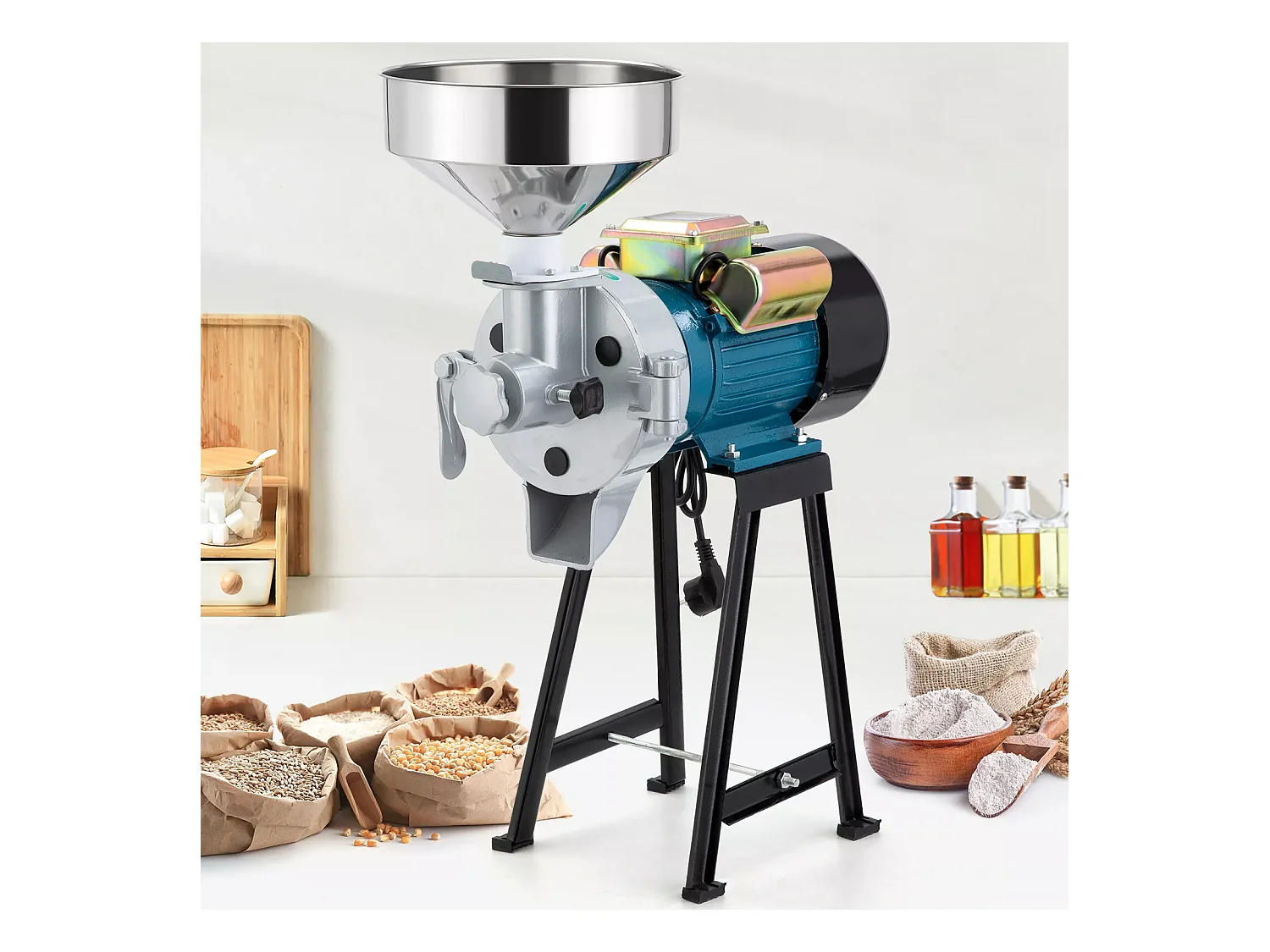 2200w Moulin à farine sec et humide 2 en 1, 50x26x70cm, pour céréales, paille - EU plug
