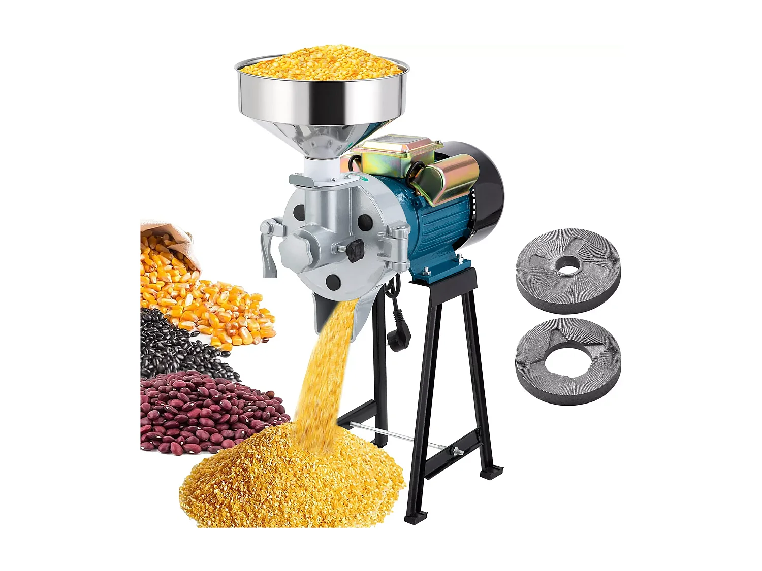 2200w Moulin à farine sec et humide 2 en 1, 50x26x70cm, pour céréales, paille - EU plug