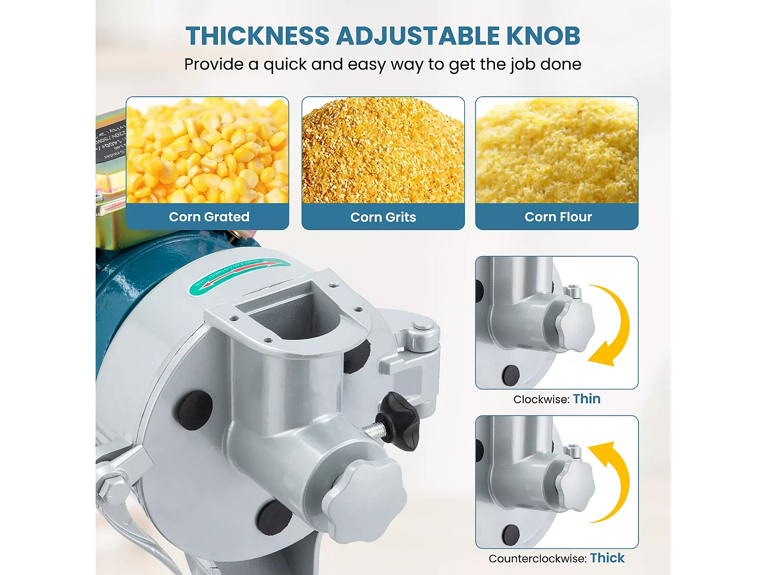 2200w Moulin à farine sec et humide 2 en 1, 50x26x70cm, pour céréales, paille - EU plug