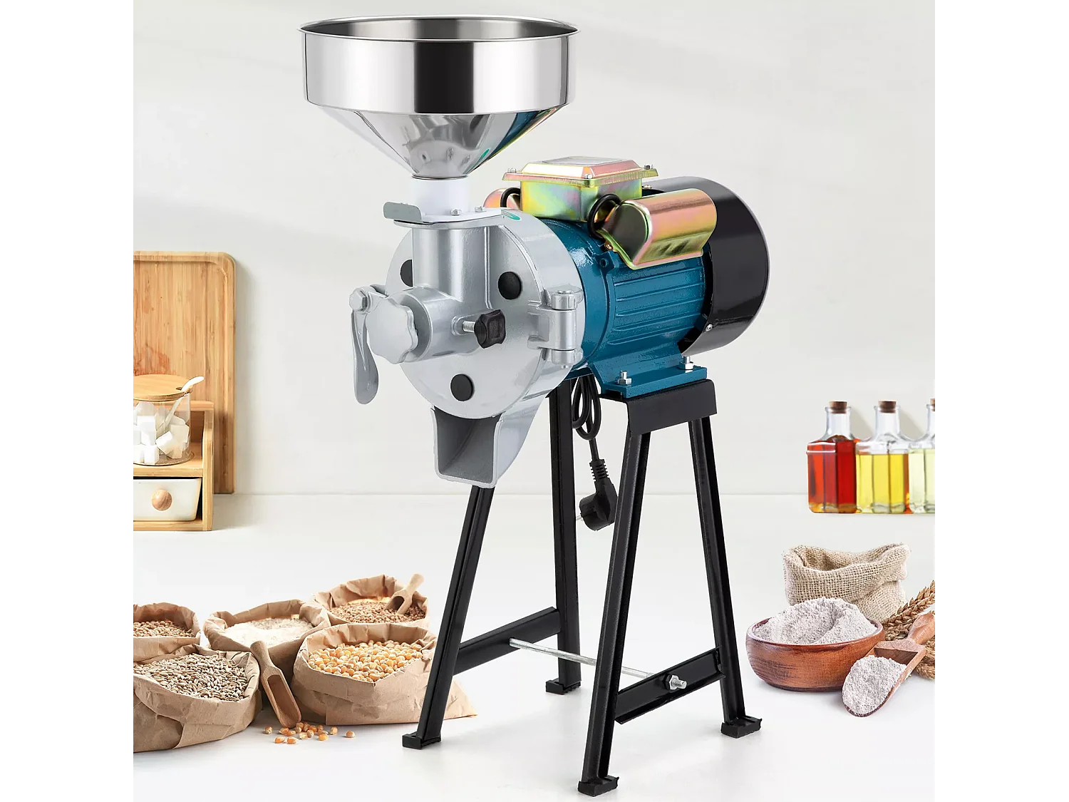 2200w Moulin à farine sec et humide 2 en 1, 50x26x70cm, pour céréales, paille - EU plug