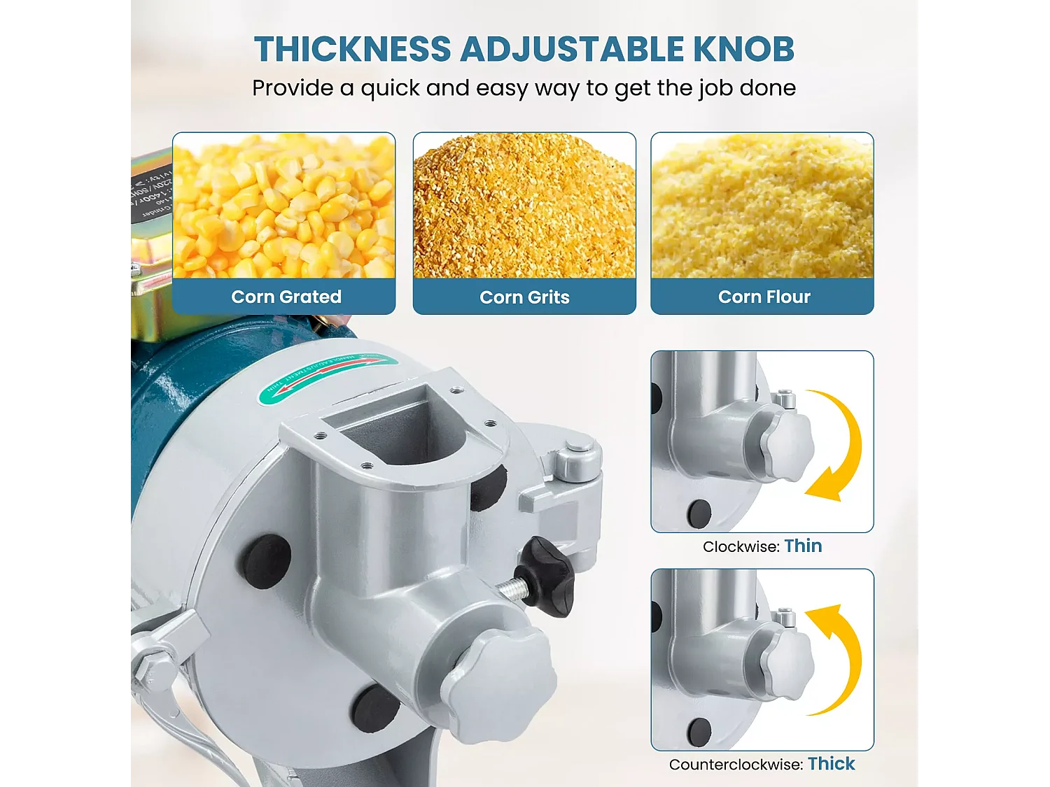 2200w Moulin à farine sec et humide 2 en 1, 50x26x70cm, pour céréales, paille - EU plug