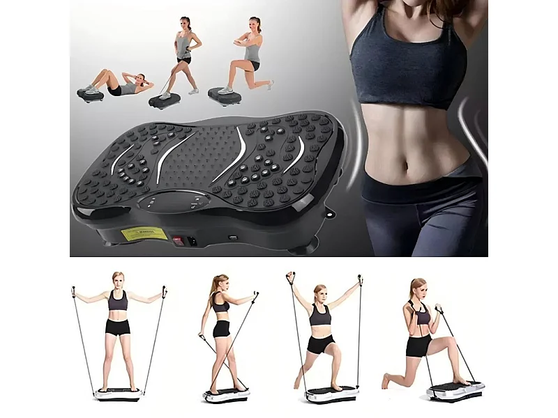 Trilplaten van 220 W, vibratie-fitness-oefenmachine, met afstandsbediening en 2 weerstandsbanden, maximale belasting 150 kg