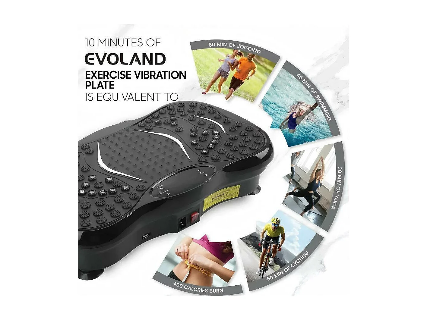 Trilplaten van 220 W, vibratie-fitness-oefenmachine, met afstandsbediening en 2 weerstandsbanden, maximale belasting 150 kg