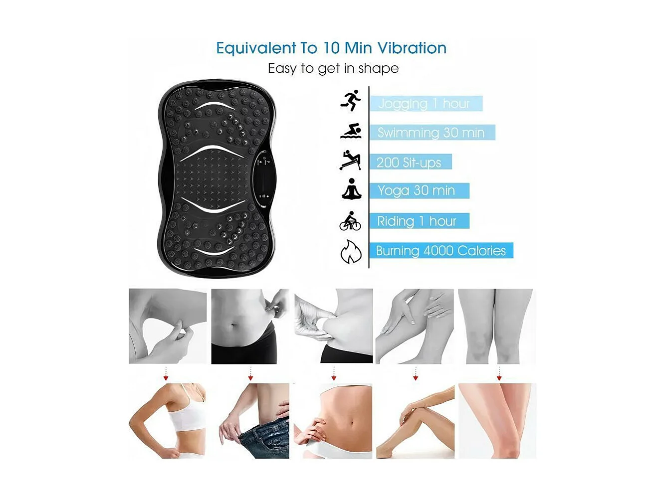 Trilplaten van 220 W, vibratie-fitness-oefenmachine, met afstandsbediening en 2 weerstandsbanden, maximale belasting 150 kg