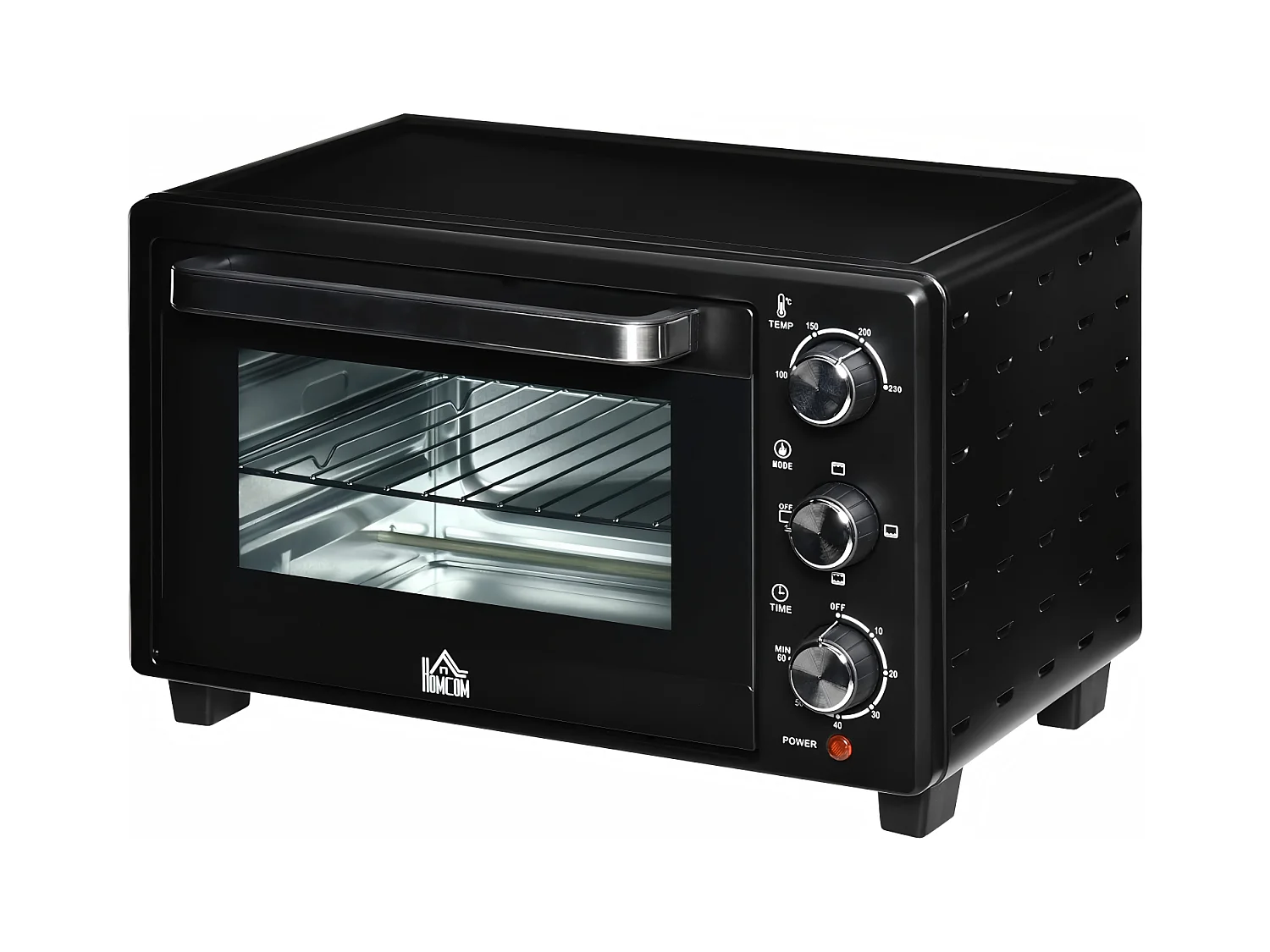 Mini four Electrique 21 L, avec Minuteur 0-60 min, thermostat 100°C-230°C, 3 modes de cuisson, Four à convection 1400W, 46x38.5x29CM
