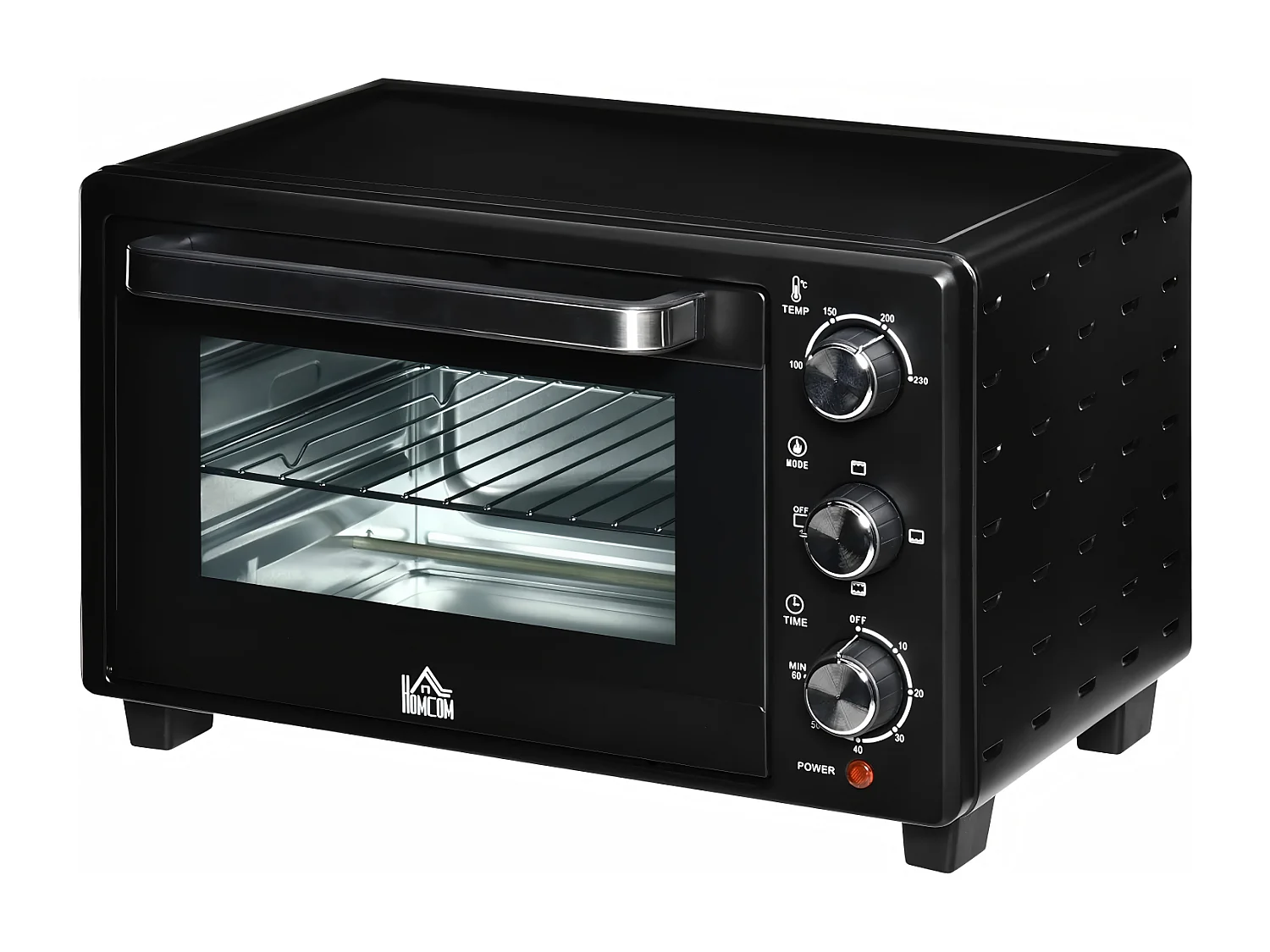 Elektrische mini-oven 21 L, met timer 0-60 min, thermostaat 100°C-230°C, 3 kookmodi, 1400W heteluchtoven, 46x38,5x29CM