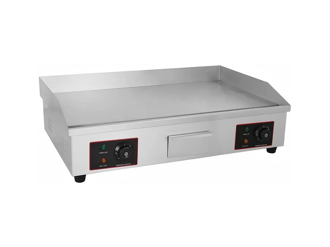 Plaque de gril électrique 4400W, avec plateau de collecte d'huile, 2 zones, 300°C, 73x48x23cm