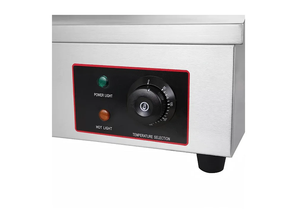 Plaque de gril électrique 4400W, avec plateau de collecte d'huile, 2 zones, 300°C, 73x48x23cm