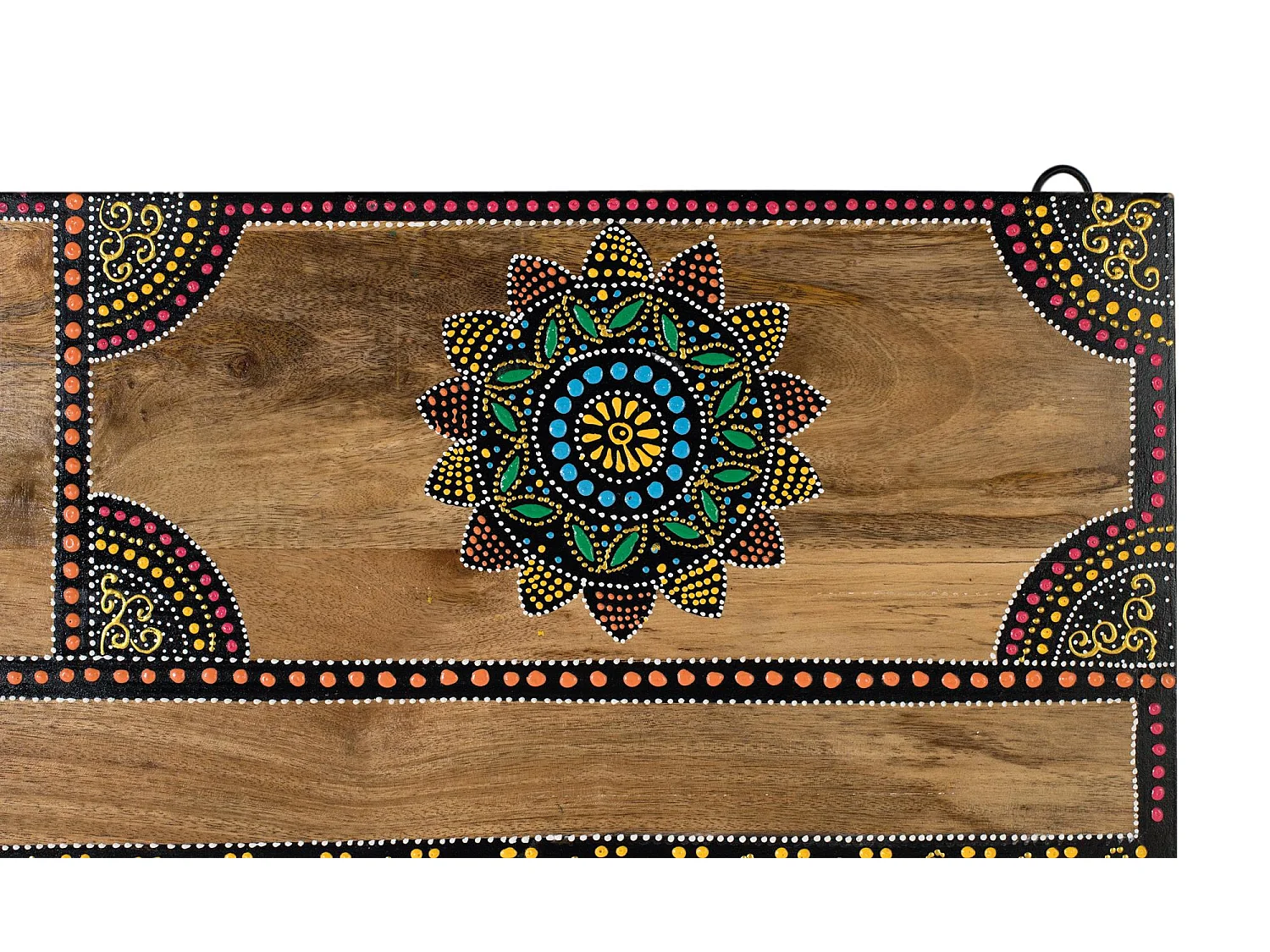 Tête de lit en bois de manguier massif 168 cm, style bohème ethnique - 168 x 81 x 4