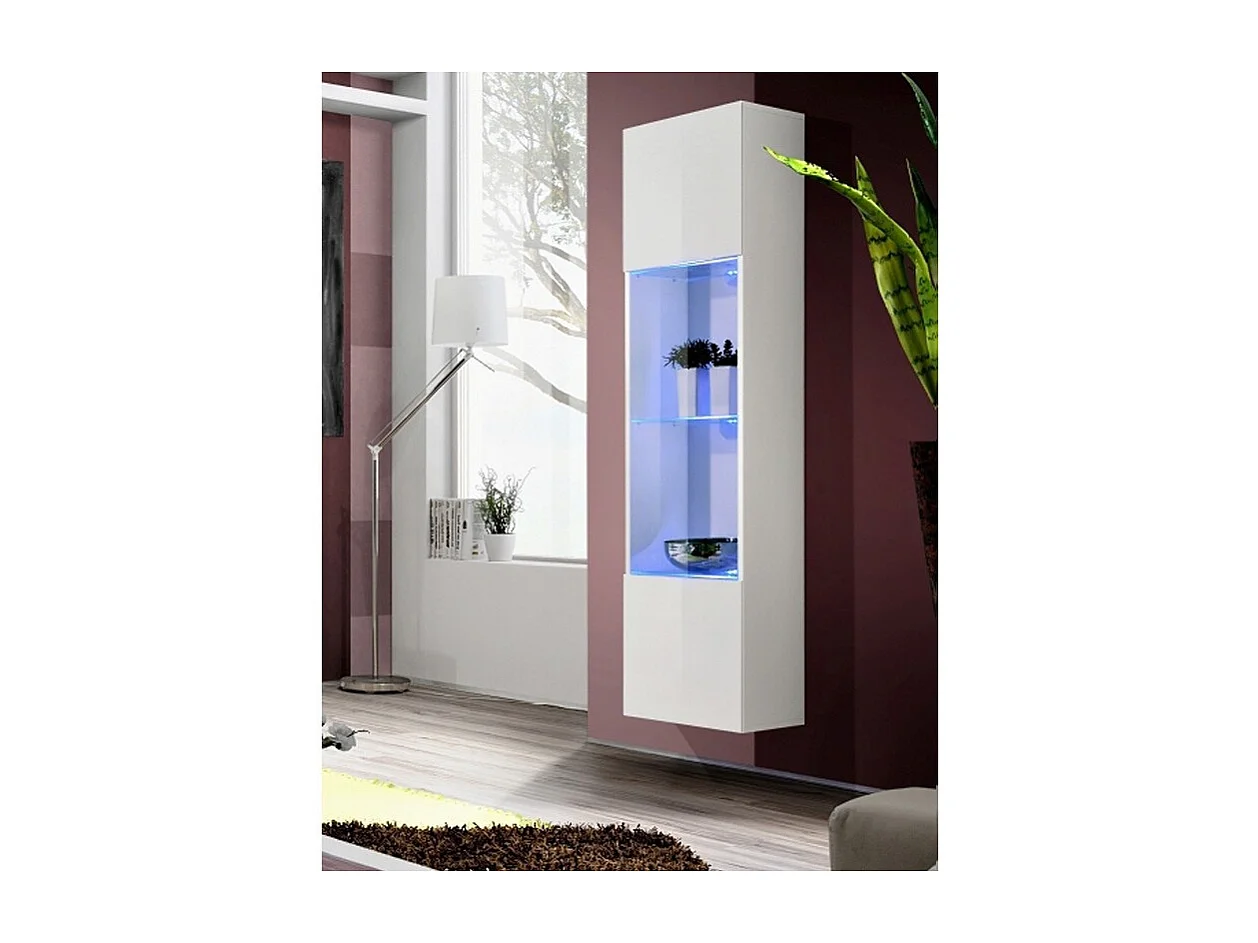 Vitrine LED Murale Design "Fly III" 170cm Blanc