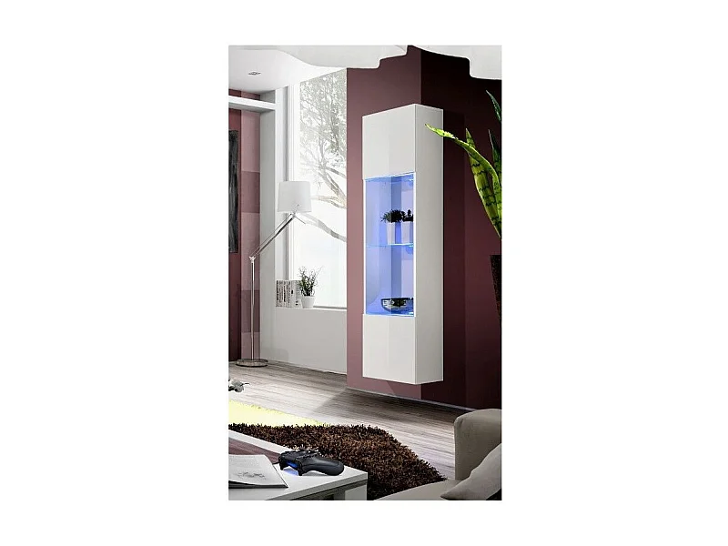 Vitrine LED Murale Design "Fly III" 170cm Blanc