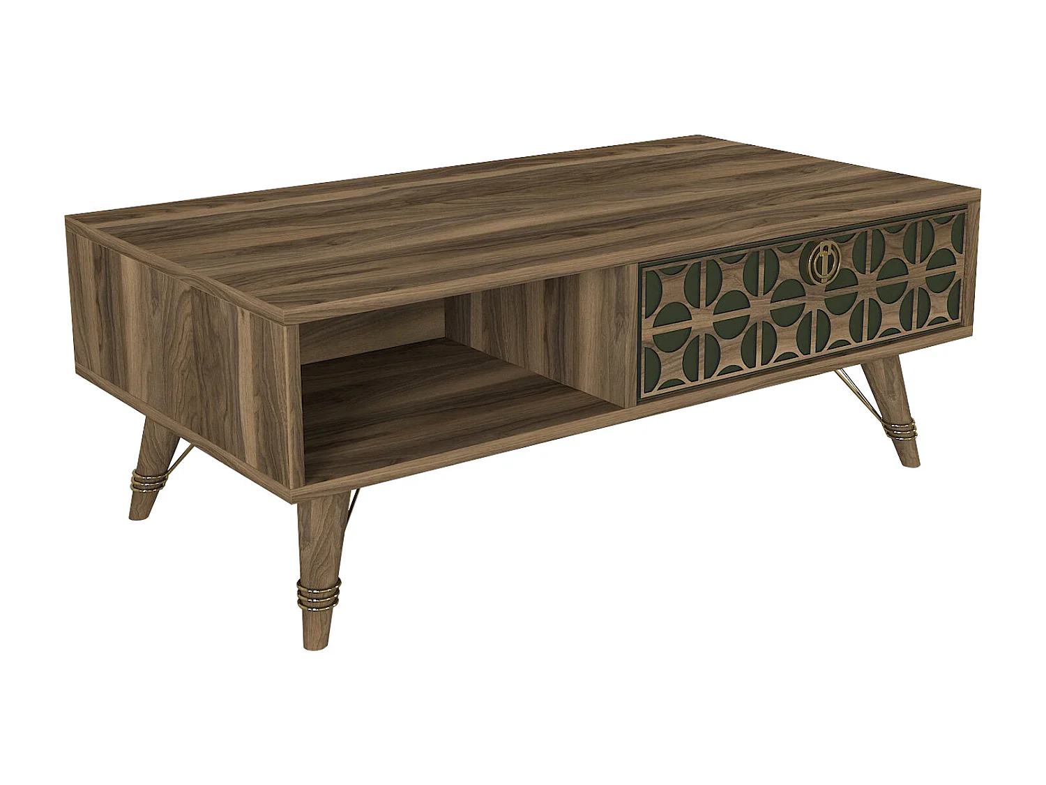 Couchtisch Valente Walnuss Dunkelgrün