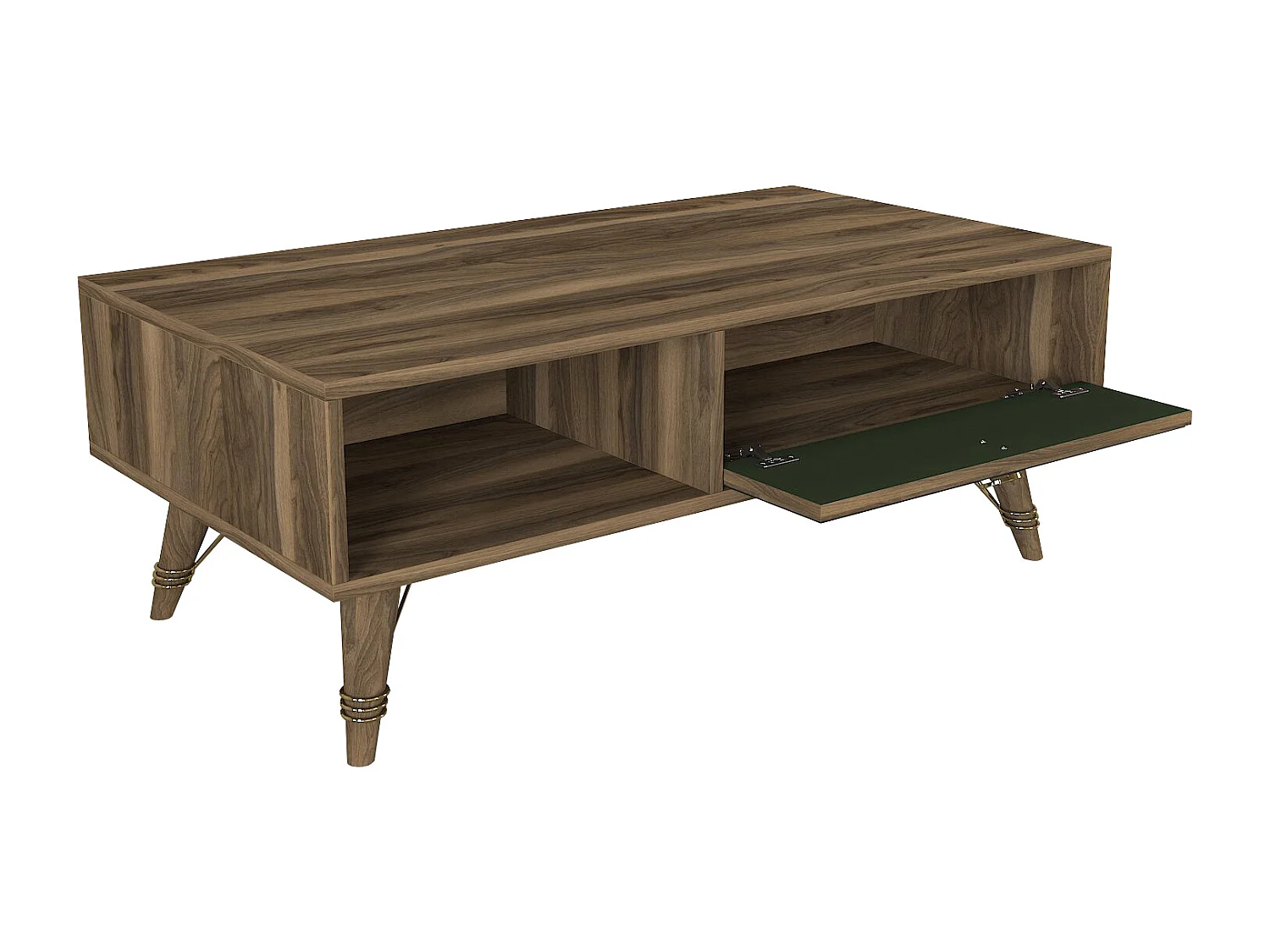 Couchtisch Valente Walnuss Dunkelgrün