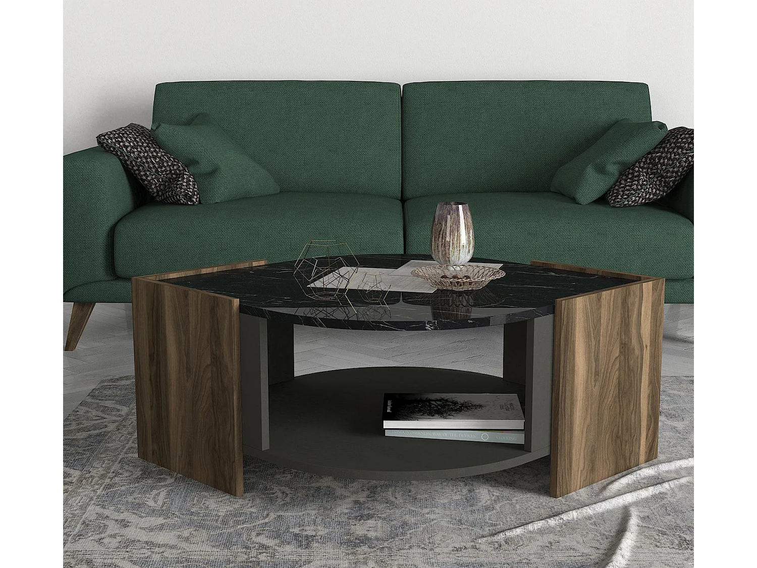 Couchtisch Marbel Walnuss Marmor Optik