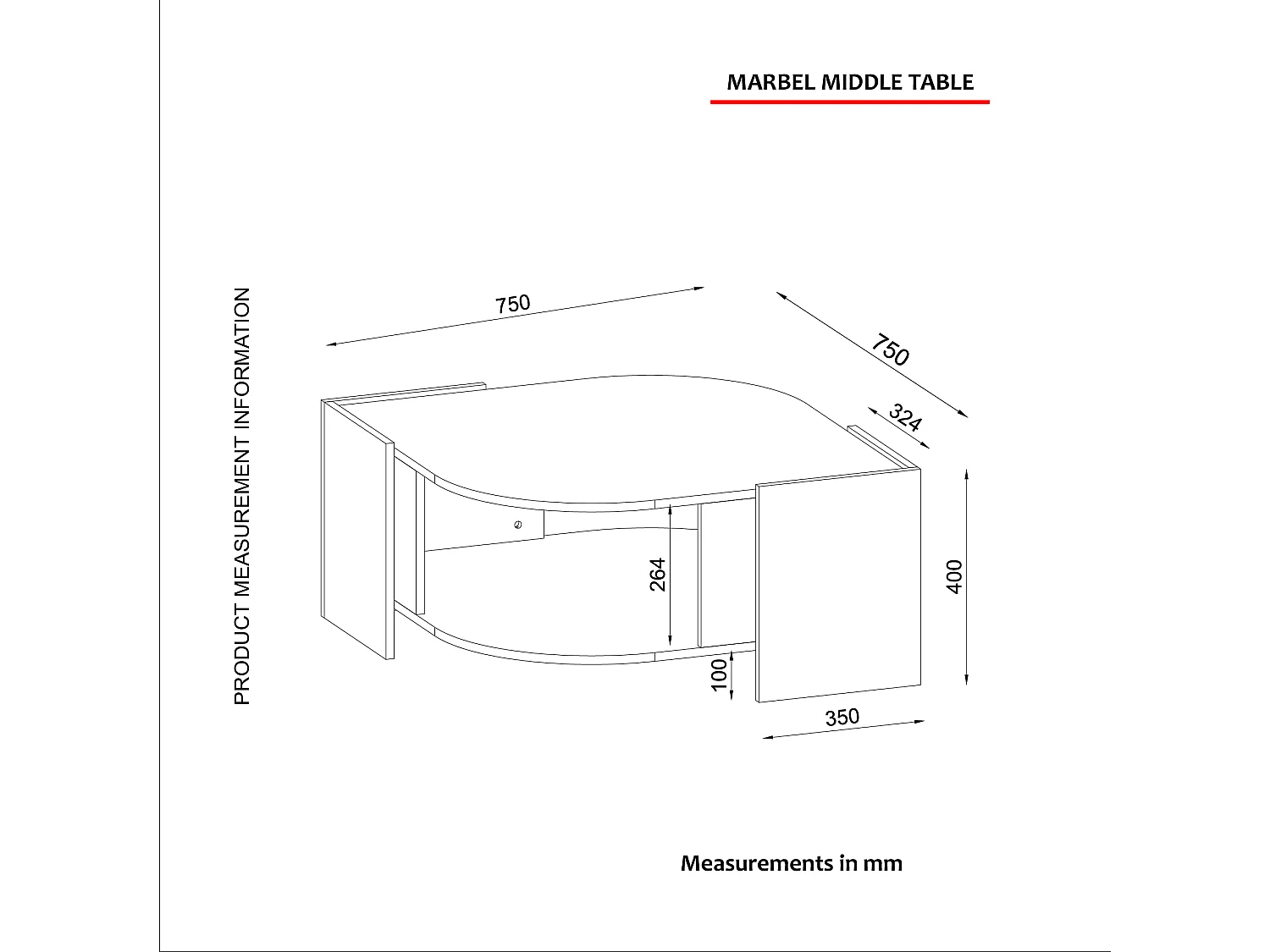 Couchtisch Marbel Walnuss Marmor Optik