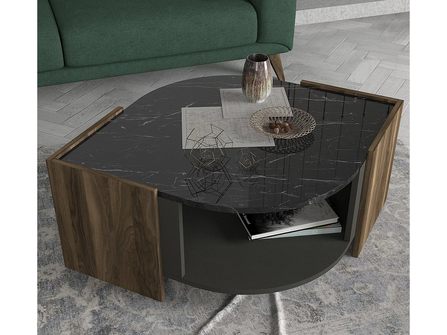 Couchtisch Marbel Walnuss Marmor Optik