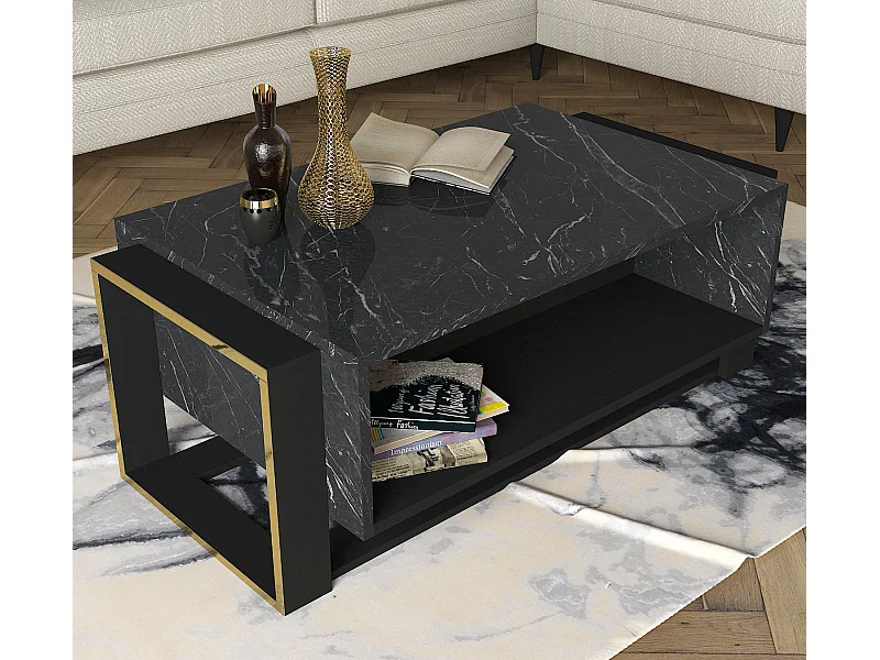 Couchtisch Bianco Rebab Braun Dunkelgrau ( Marmor Optik )