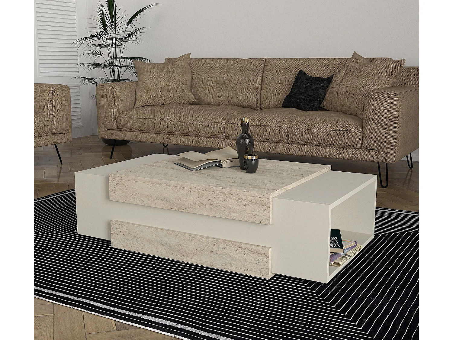 Couchtisch Nora Beige Grau Granit Optik