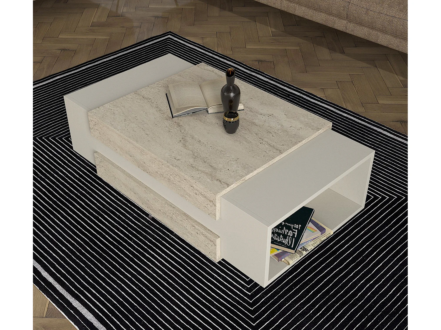 Couchtisch Nora Beige Grau Granit Optik