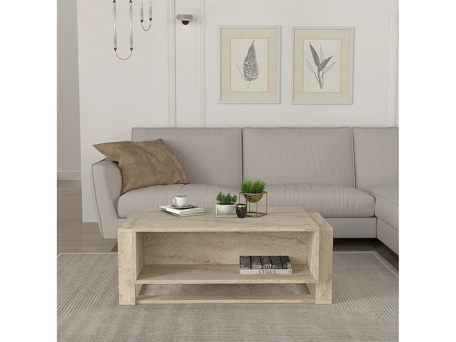 Couchtisch Bianco Beige Granit Optik