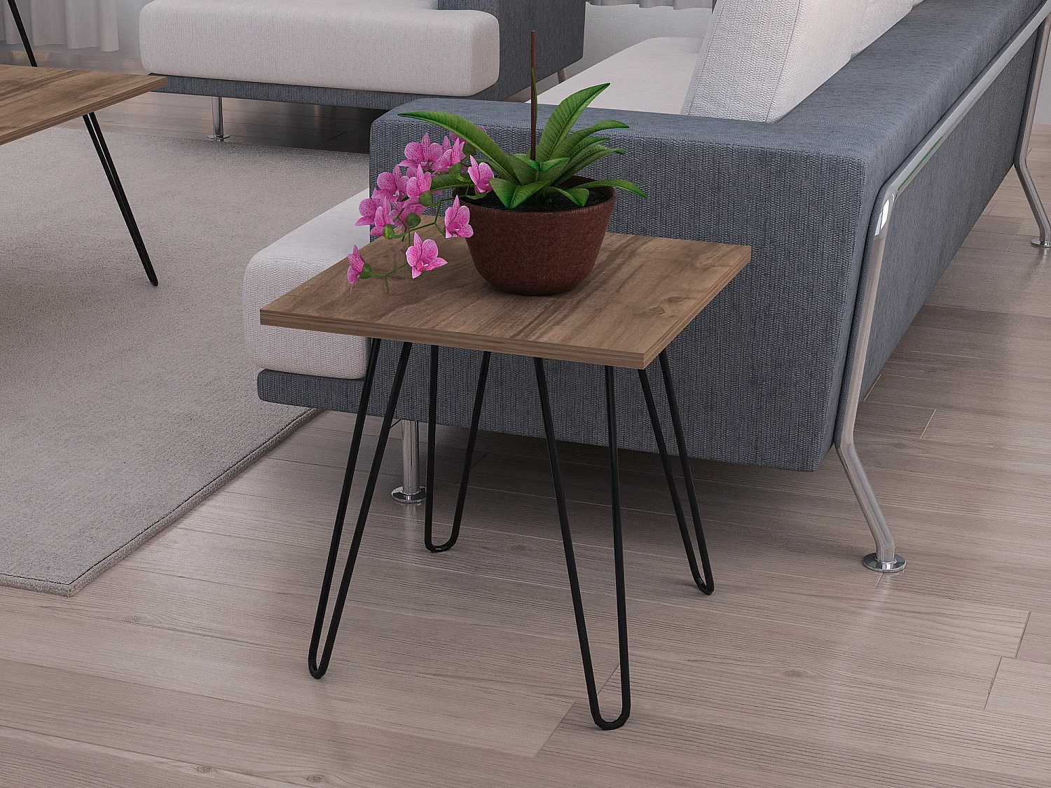 Beistelltisch Helen mit Metallfüße Walnuss