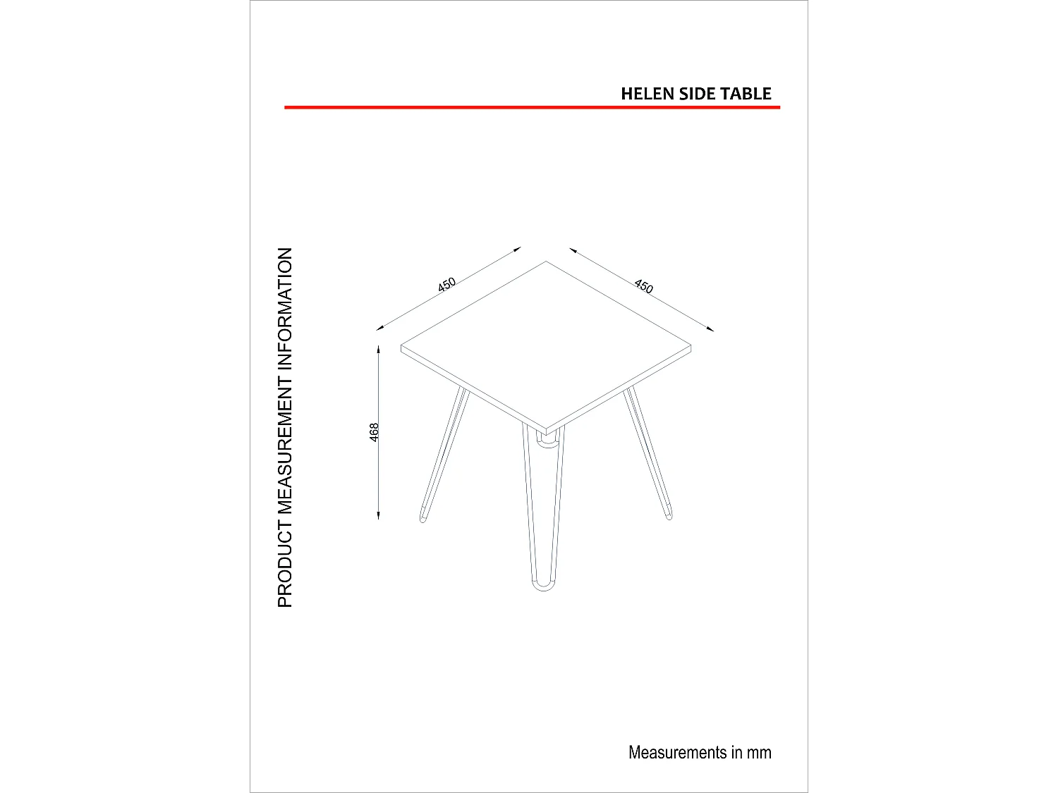 Beistelltisch Helen mit Metallfüße Walnuss