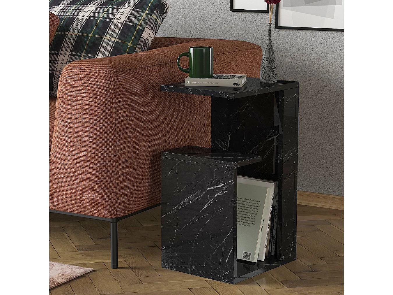 Beistelltisch Sister Bendir Glänzend (Marmor Optik)