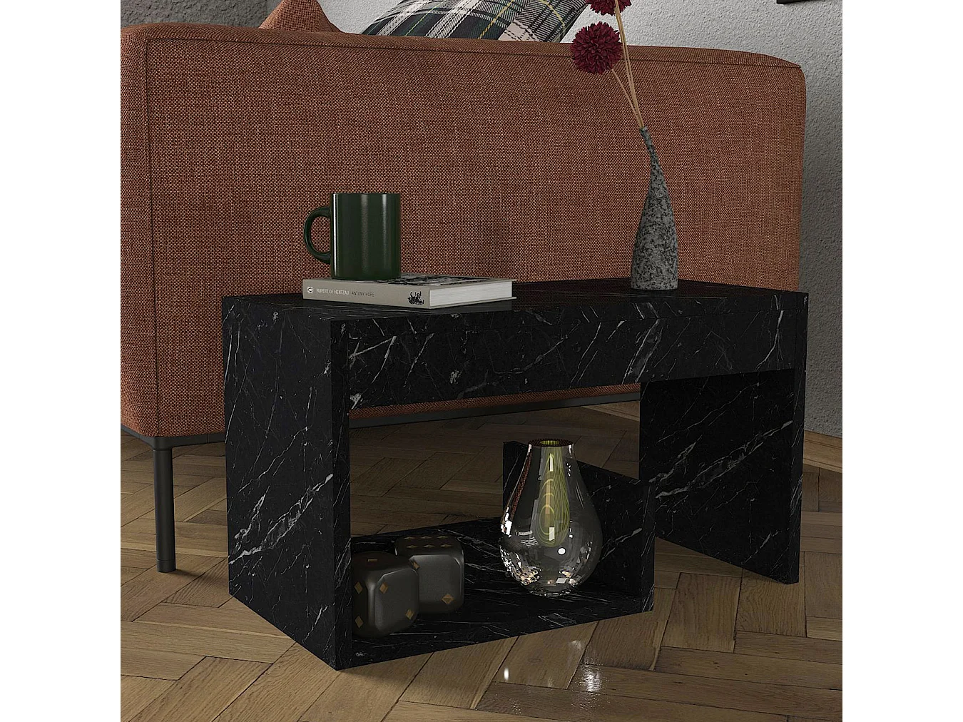 Beistelltisch Sister Bendir Glänzend (Marmor Optik)