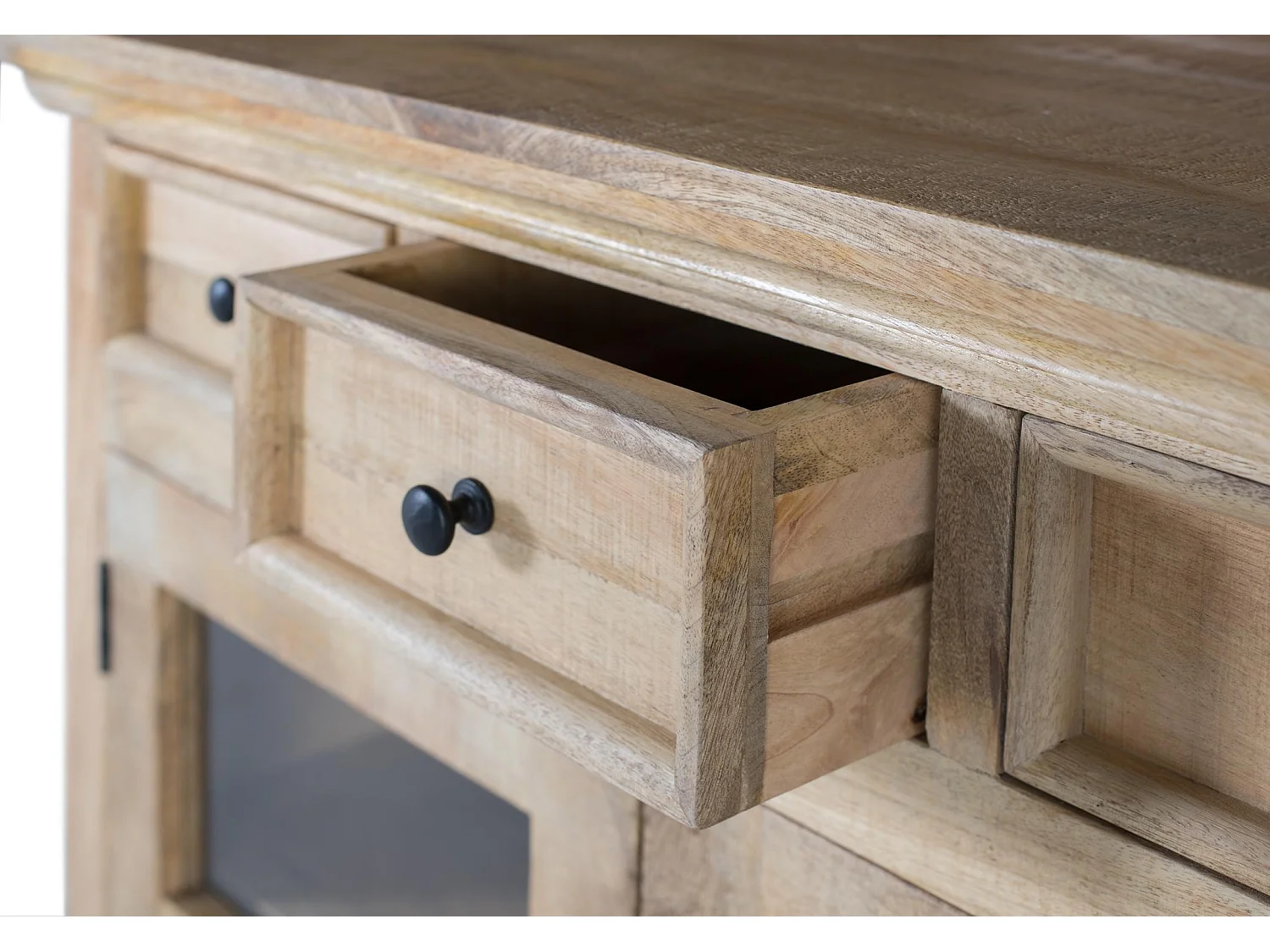 Mobile bar in legno di mango con specchio centrale