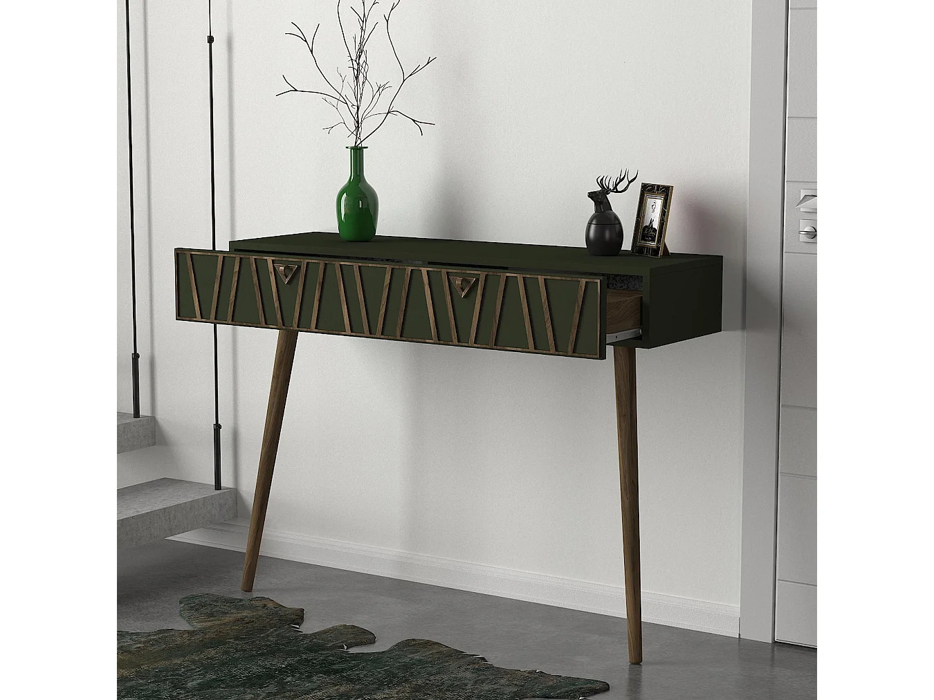 Konsolentisch Forest Walnuss Dunkelgrün