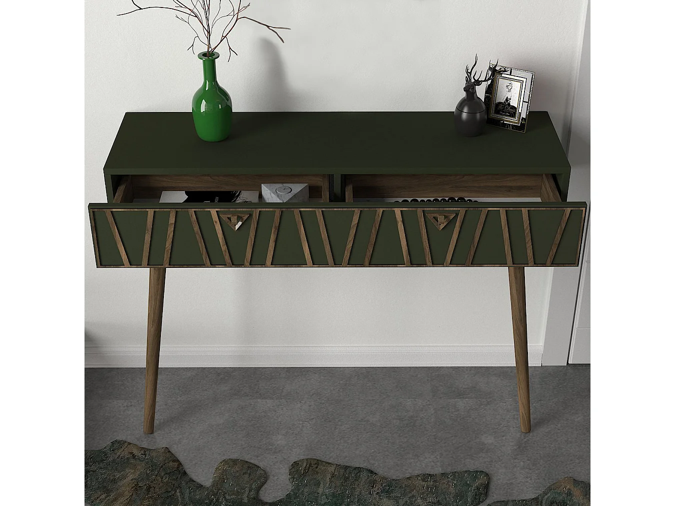 Konsolentisch Forest Walnuss Dunkelgrün