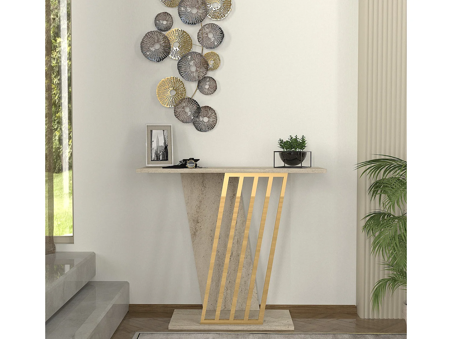 Konsolentisch Gravity Beige Granit Optik