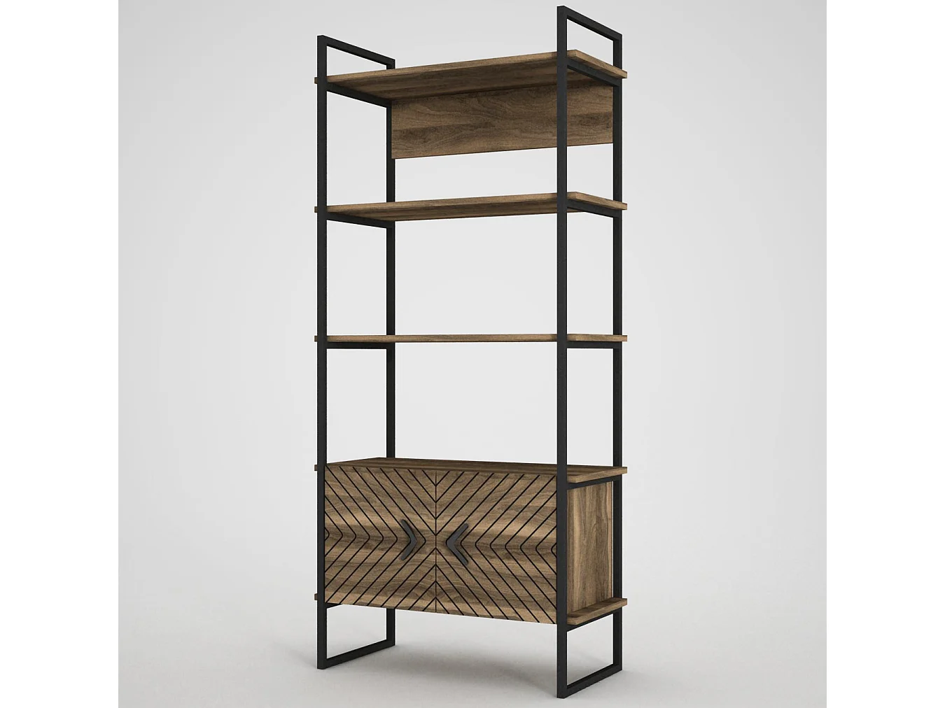 Bücherregal Scala mit Metallfüße Walnuss