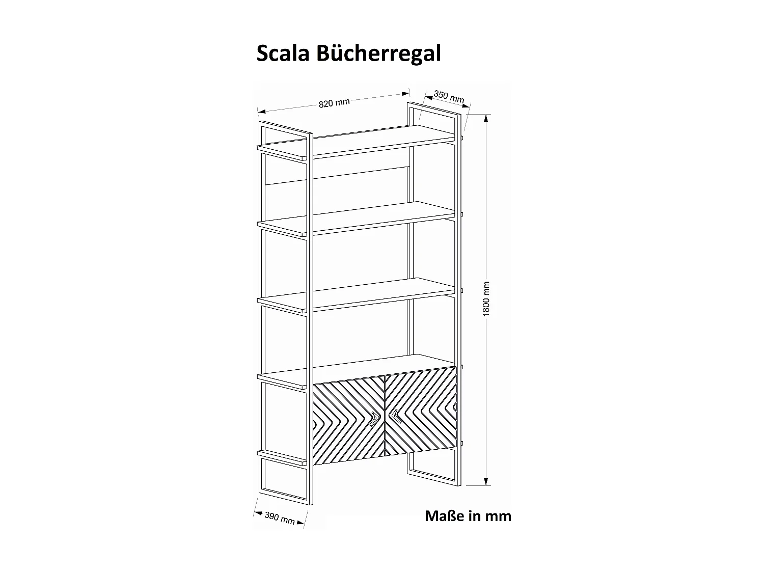 Bücherregal Scala mit Metallfüße Walnuss