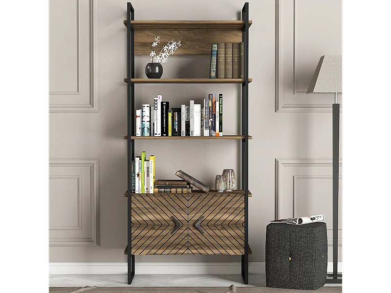 Bücherregal Scala mit Metallfüße Walnuss